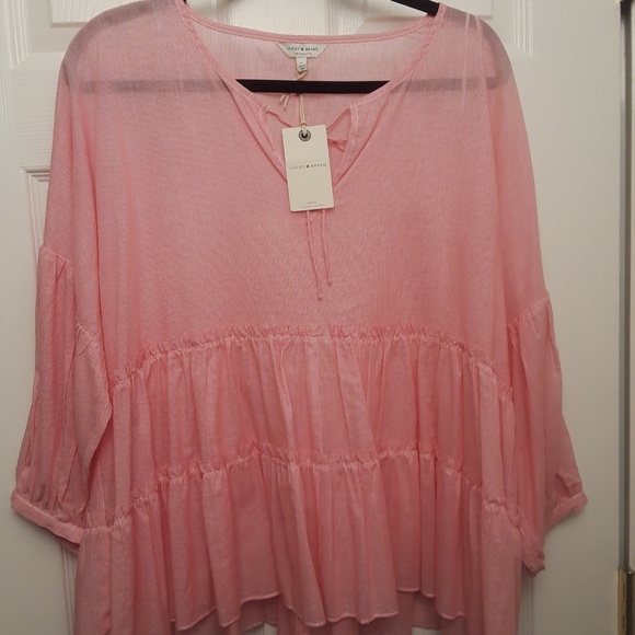 Lucky Brand Tops - Lucky Brand Pink Sheer Top